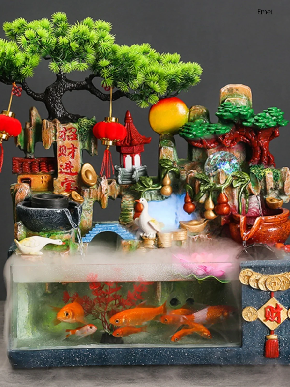 

Rockery Water Fish Tank Home Living Room Decoration Lucky Opening and Housewarming Gift
