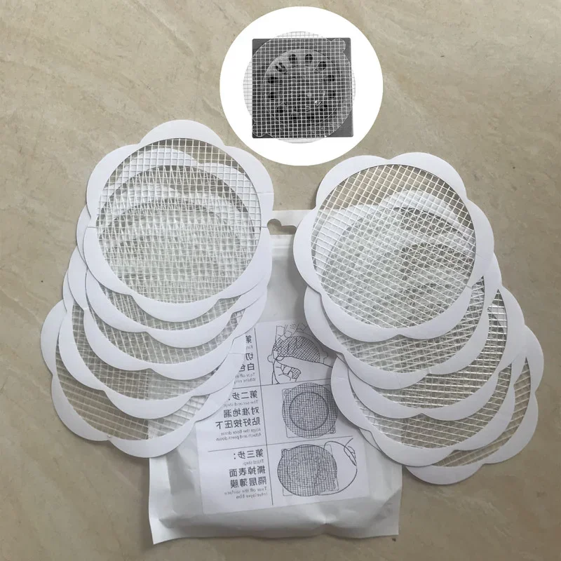 30pcs Disposable shower drain hair catcher Plug Trap stopper filter sticker Anti-Blocking Strainer Net bathroom Kitchen Supplies