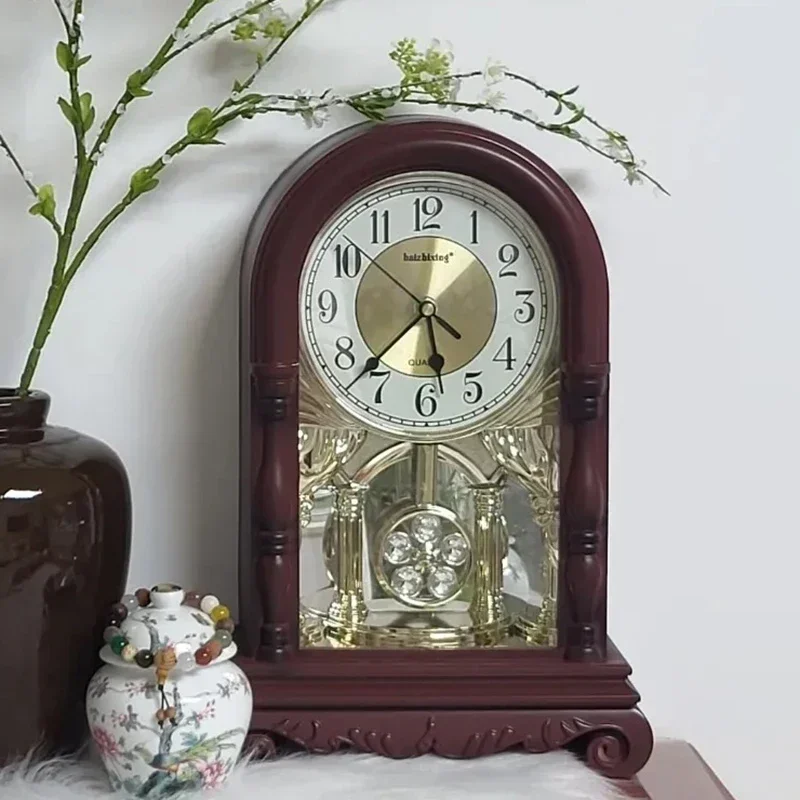 Silent Desk Clocks Vintage Table Clocks Luxury Pendulum Clock for Living Room Clock Desktop Tables Decoration and Accessories