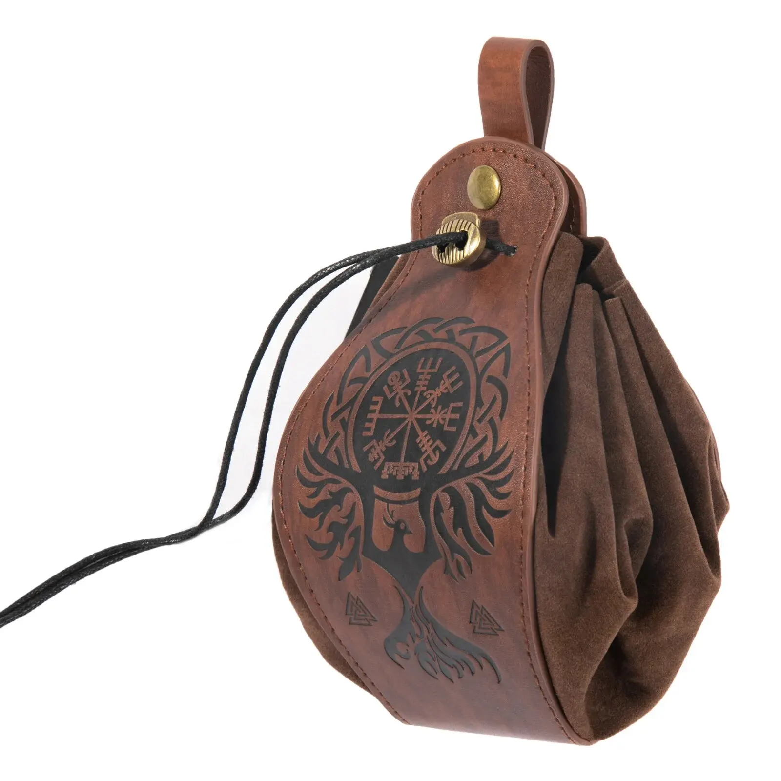 

1 Pc Medieval Faux Leather Men's Bag, Viking Style Vintage Adjustable Strap Belt Pouch Dice Bag For Retro Waist Bag