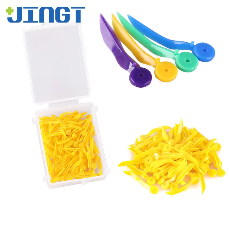 JINGT Dental Belt Hole Wedge Gap Auxiliary Tool Color Plastic Band Tonic Wedges With Holes Space Aids Filling Tools Colored