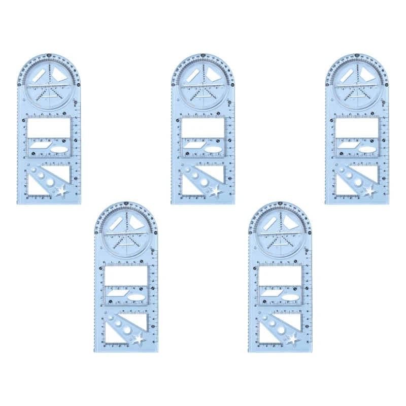 5 قطعة مسطرة قياس الرسم مسطرة هندسية متعددة الوظائف مسطرة الرياضيات