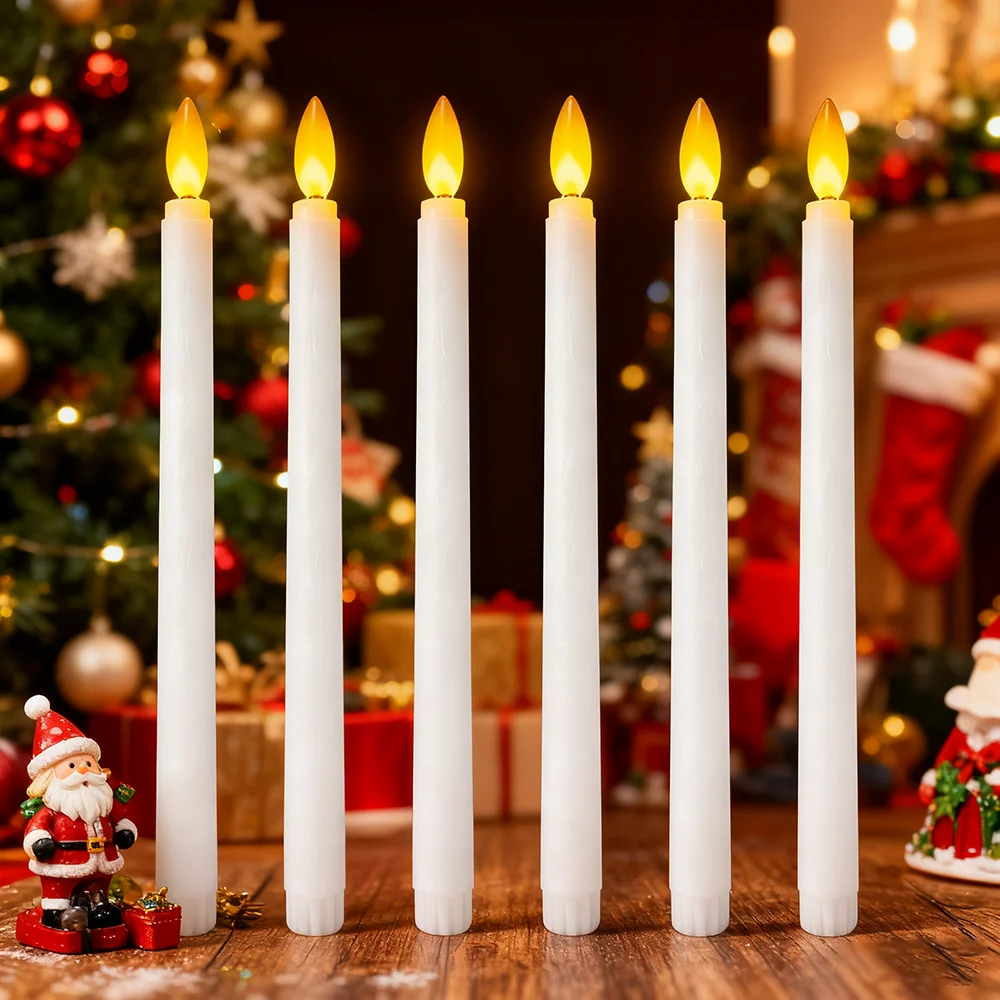 6pcs Flameless Flashing Long Candles Lights, LED Taper Candle Lights Battery Operated Window Candles LED Taper