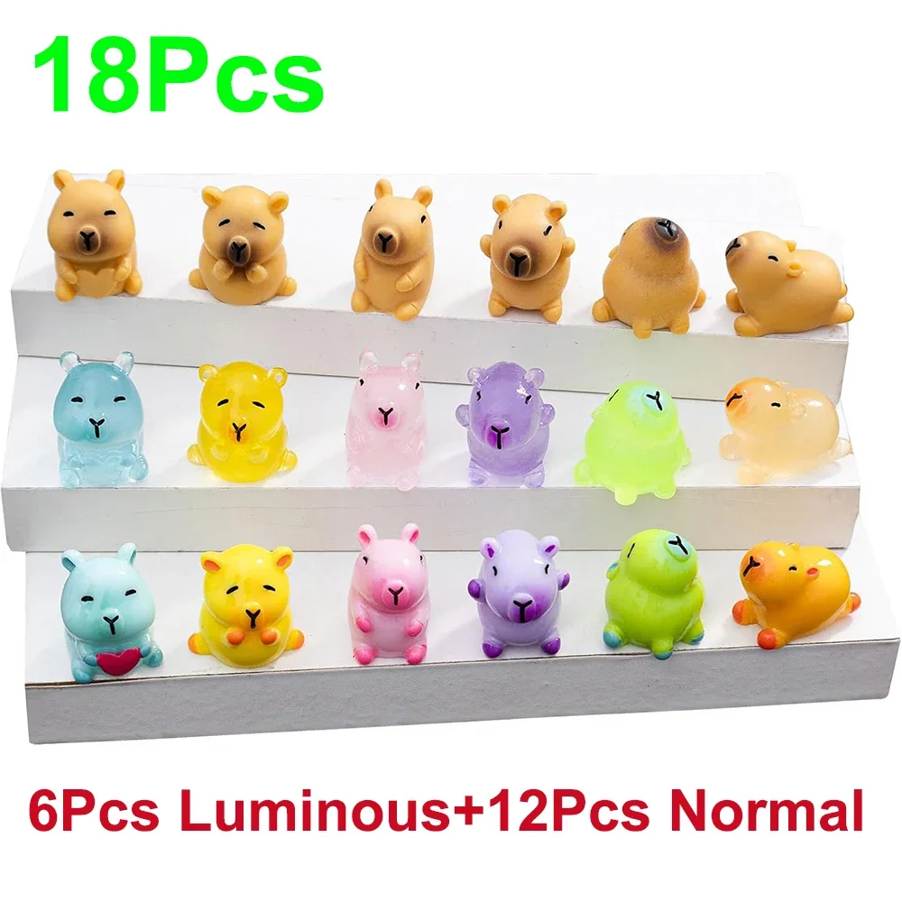 Lot De 25 Mini Figurines Capybara Phosphorescentes – Résine 2,5 Cm – 5 Apparences – Décoration Jardin, Pot, Maison