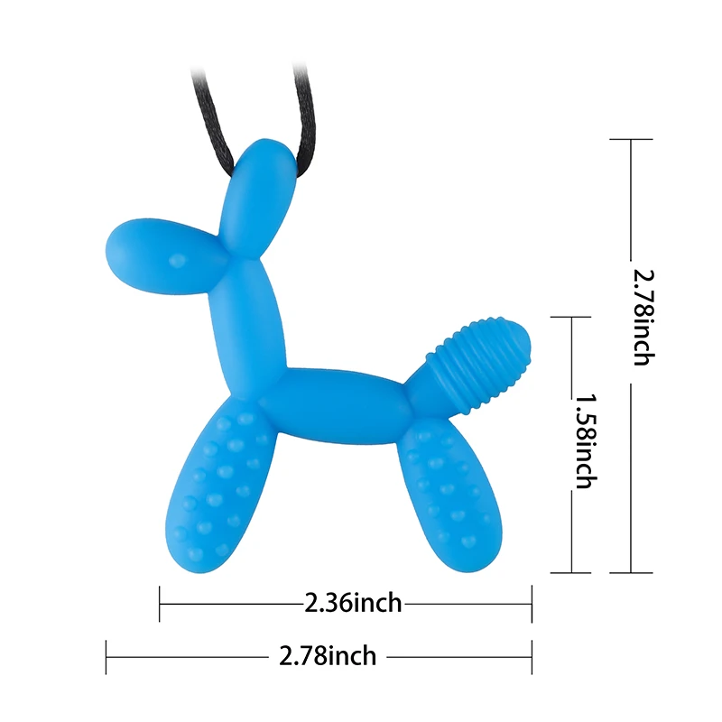 Baby Teethers Doggy Shape Teething Pendant Food Grade Puppy Dog Sensory Toy for Toddler Kids Chew