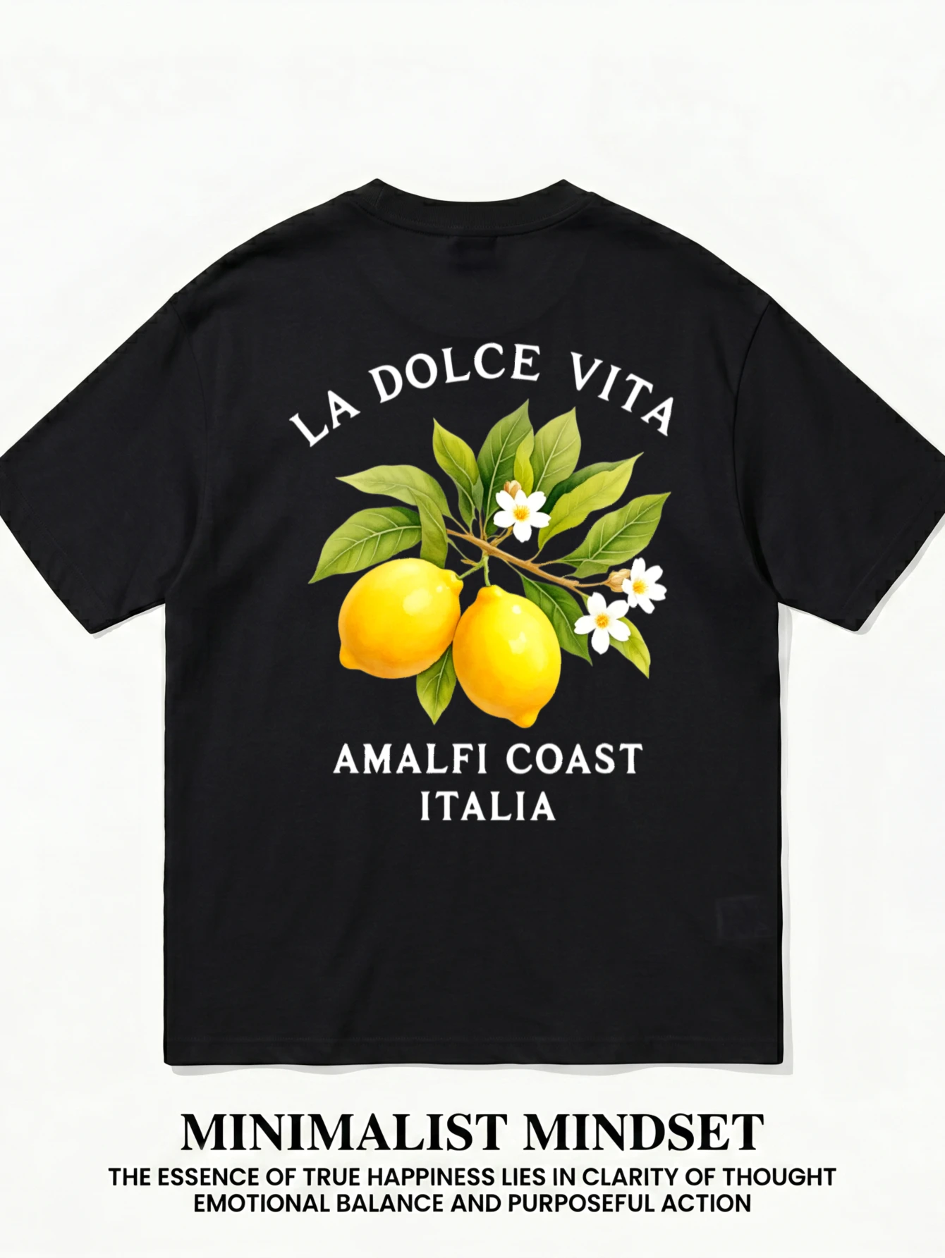 Camiseta minimalista para hombre, estampado gráfico La Vita Amalfi Coast Italy, camiseta holgada de manga corta, para todas las estaciones, adecuada para salidas informales y actividades al aire libre, ligera y cómoda para el uso diario