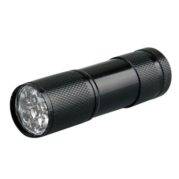 9 LED Uv Flashlight Portable Aluminum Alloy Black Ultra Mini Torch for Notes Credit Cards Fluorescent Ink Checking
