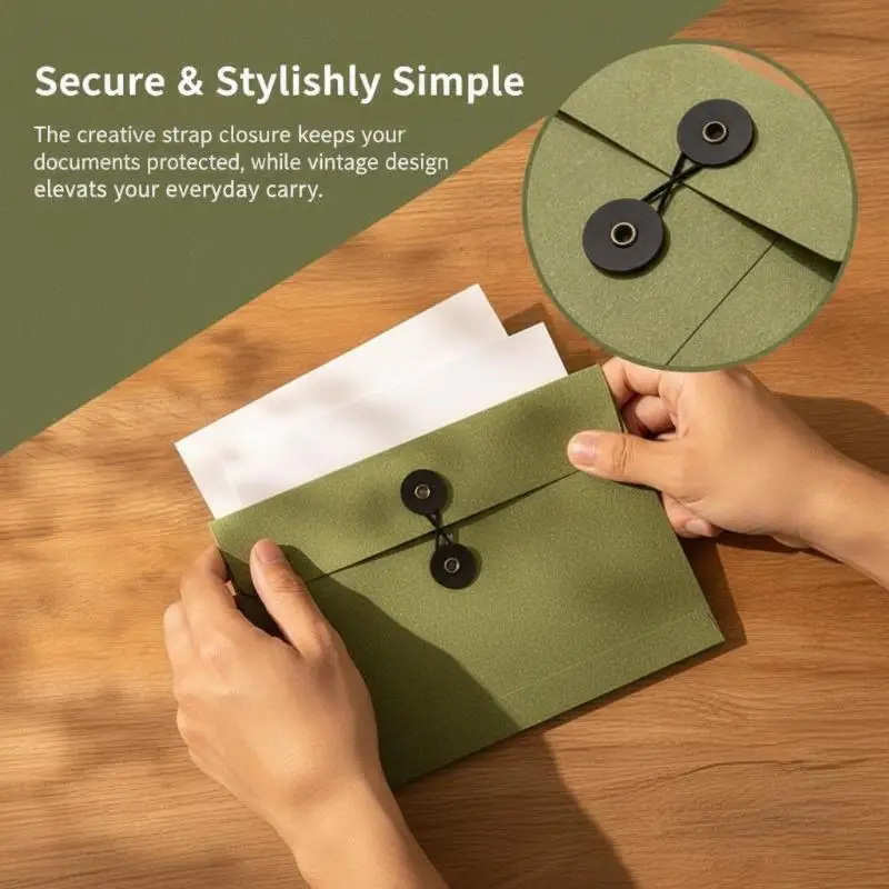 High Grade Archive Bag Invoice Storage Bag Vintage A5 Kraft Paper Envelopes With String Tie Closure Clasp Invitation Card Bag