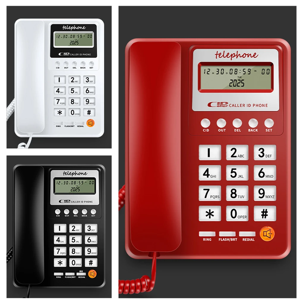 Digital Landline Phone Corded Telephone Wired Telephone for Home Hotel 8208 Corded Landline Fixed Telephone Caller ID Telephone