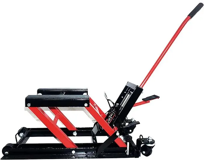 

680Kgs Red Hydraulic Motorcycle Bike Lift ATV Hoist Jack Stand Foot-Operated Dirt Street Bike Floor Jack​