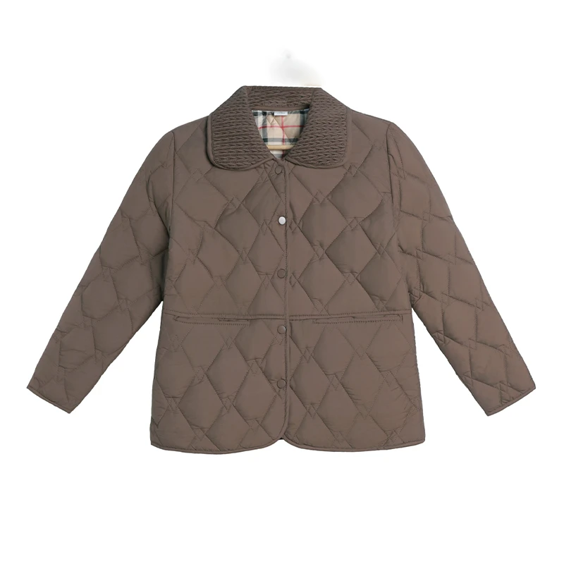 Cappotto in cotone scozzese da donna alla moda Giacca imbottita leggera casual ampia vestibilità ampia Autunno Inverno Nuovo stile