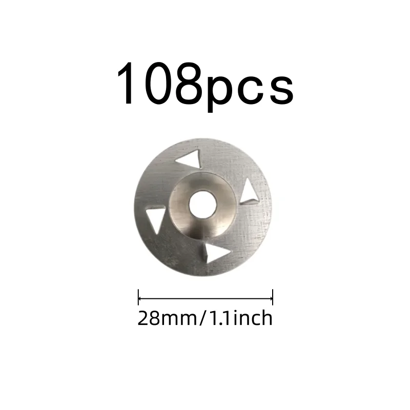108 pcs 28mm Iron Tile Washers, Four Claw Anti-Slip Design for Wall Construction, Multipurpose, Versatile