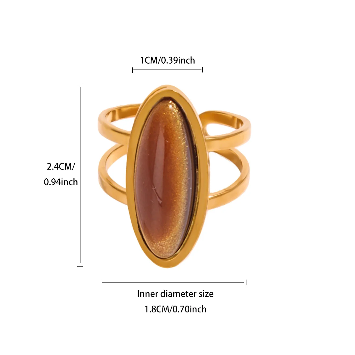 Women's Vintage Oval Resin Adjustable Ring