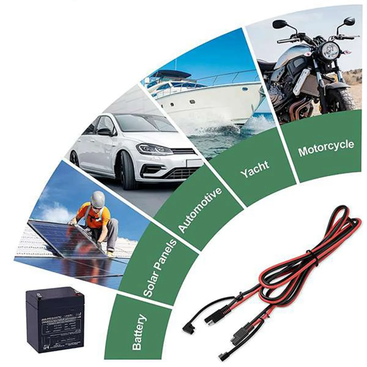 14AWG SAE to SAE Extension Cable Quick Connect Disconnect Power Adapter Battery Charging Cable for Auto RV Motorcycle