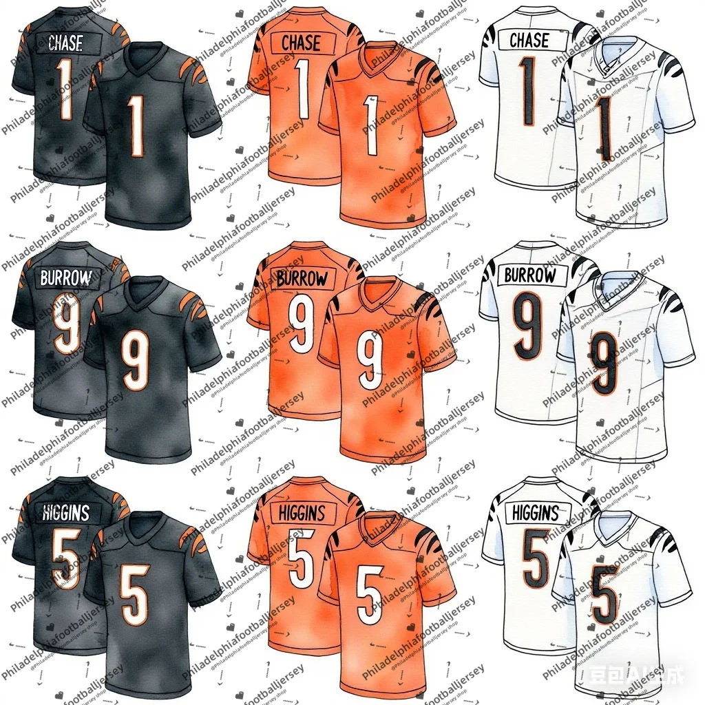 

Cheap Embroidery TeeHiggins Joe Burrow JaMarr Chase Cincinnati American Football Jersey