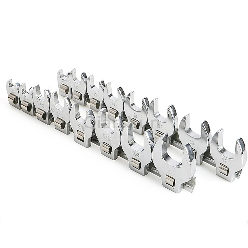 8Pcs 3/8 Inch Drive Crowfoot Wrench Set 10-22mm Metric Chrome Plated Crow Foot Metric or Imperial Keys Set Multitool