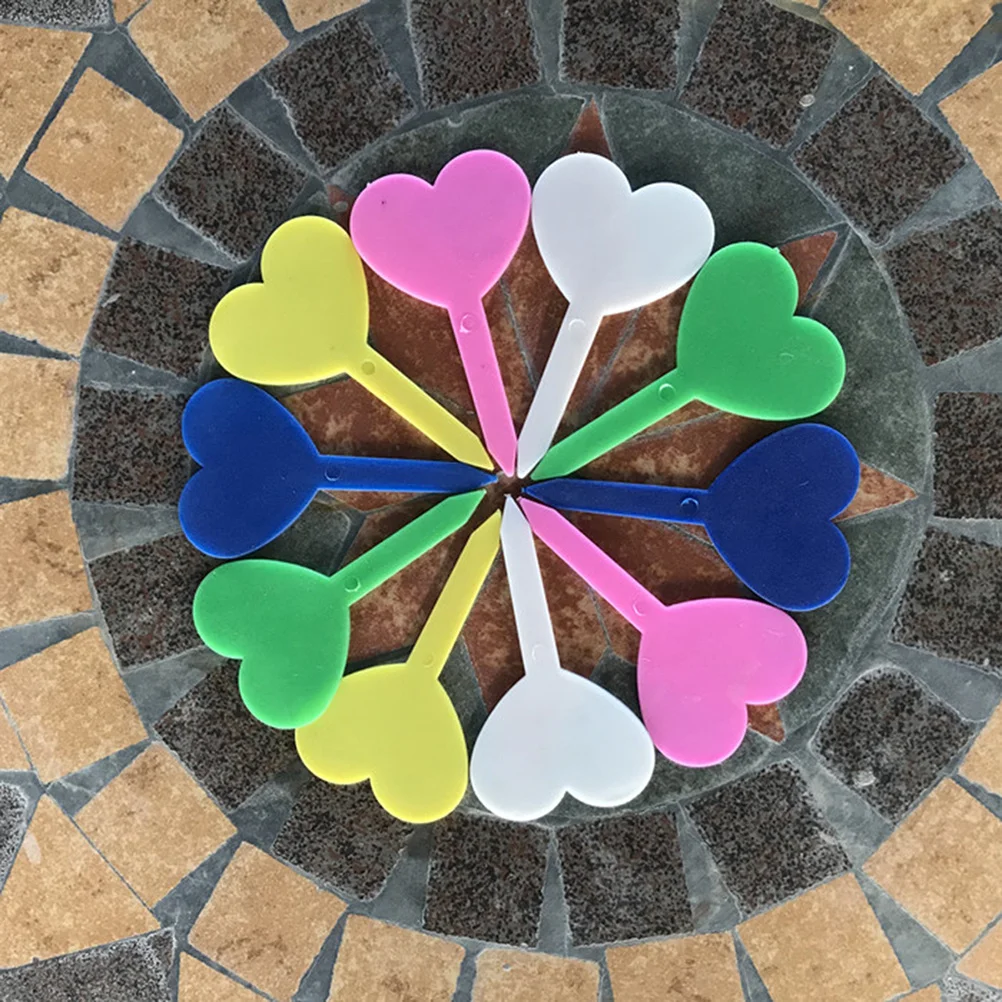 200Pcs Colorful Heart-Shaped PP Tags Thickened Waterproof Lightfast Gardening Labels Insert Cards for Plant Classification