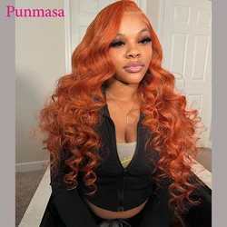 Ginger Orange Colored Body Wave 13x4 Wear To Go Wigs 200% 13x6 Lace Front Glueless Transparent Lace Human Hair Wig Punmasa