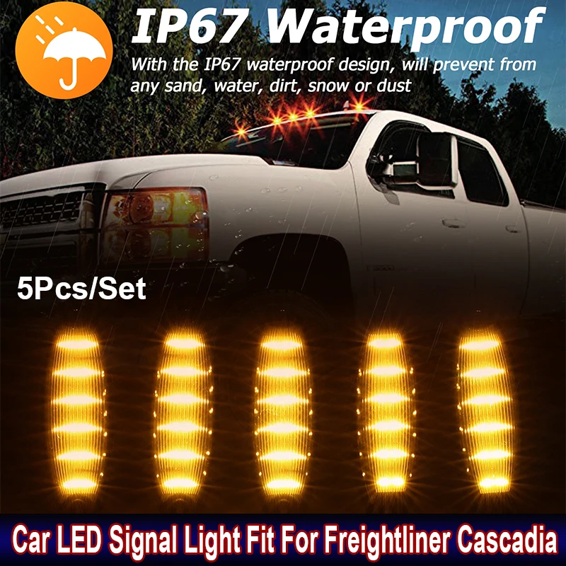 

12 LEDs Car Cab Roof Top Clearance Marker Running Lights For Freightliner Cascadia Black Smoke Lens Signal Lamps Car Accessories