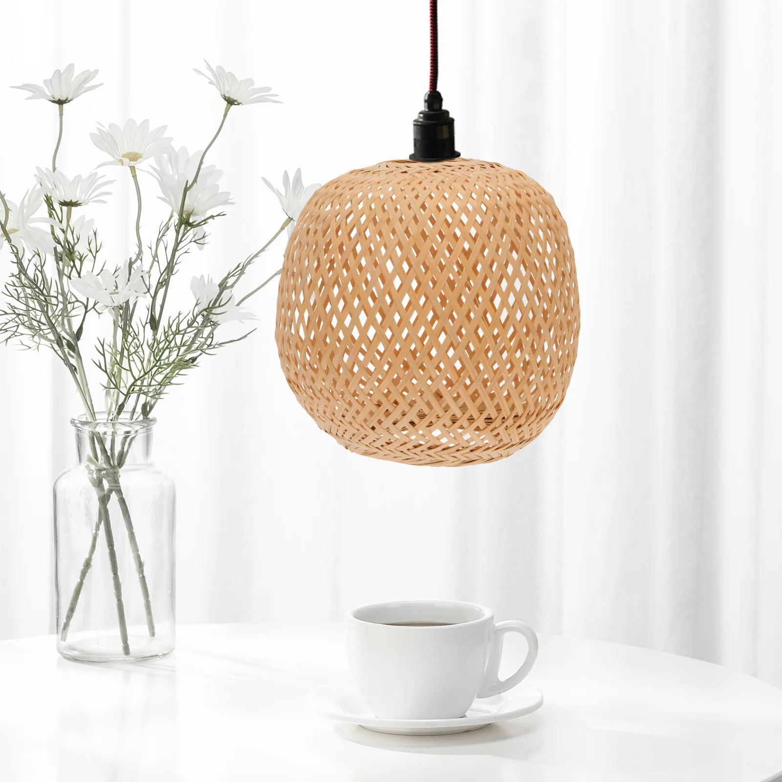 

1 шт. бамбуковый тканый абажур, подвесной светильник, прочный декоративный потолочный светильник ручной работы, чехол для дома, бамбуковый абажур