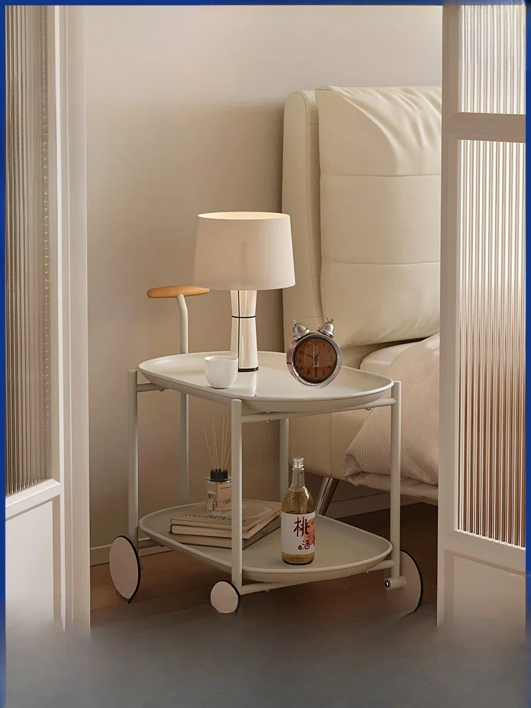 Lunar Rover Simple Bedside Table Modern Cream Wind Bedroom Movable Bedside Shelf