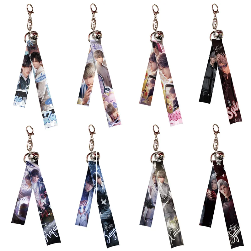 Anime Game Love and Deepspace Sylus Ribbon Hanging Keychian Bai ChuNian Figures Keyring Student Pendant Decor Fans Xmas Gift