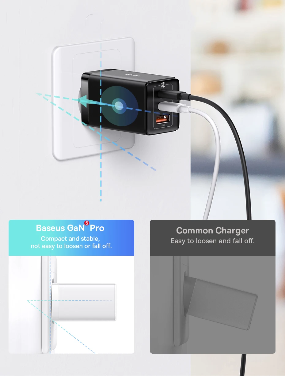 Baseus 65W GaN Charger Quick Charge Type C PD QC Charger USB Charger Portable Fast Charger For Laptop iPhone 17 16 15 14 13 Pro