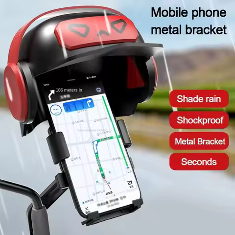 Cute Cartoon Helmet Rider Motorcycle Mobile Phone Holder Waterproof Sunshade Electric Bicycle Navigation Mobile Phone Holder