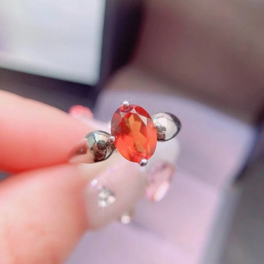 KJJEAXCMY New style Jewelry Natural Women's Garnet Ring 925 silver inlay Colorful and splendid Crystal pure fire flash explosion