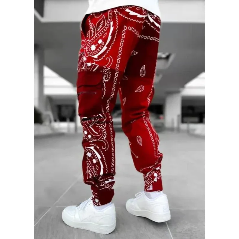 

Men's Cargo Pants Reflective Printed Loose Hip Hop Fashion Street Wear Big Pocket Overalls Bright Color 4 Seasons Trousers