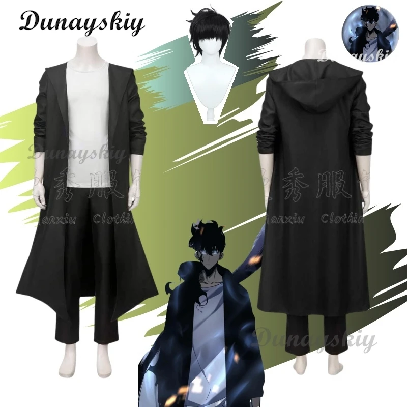 Anime Knight Killer Sung Jin-woo Solo Sung Jinwoo Leveling Cosplay Costume Wig Shun Mizushino Trench Coat Halloween Customized