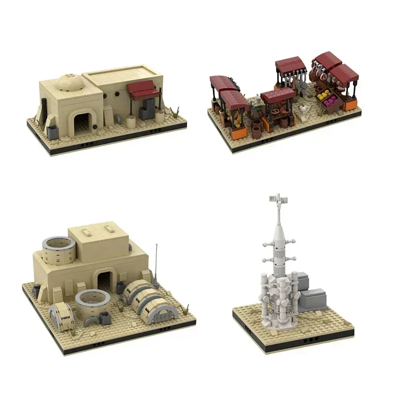 Star Movies Modello MOC Mattoni da costruzione Base militare Case nel deserto Tecnologia modulare Regali Vacanza per bambini Assemblare giocattoli Vestito