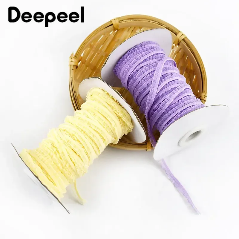 20/40Meters 6mm Ruffled Elastic Bands Stretch Lace Trims Ribbons Tape Decorative Clothes Hair Rubber Band DIY Sewing Accessories