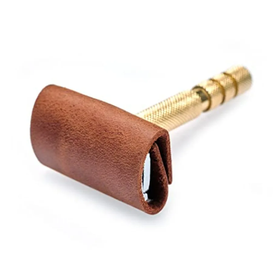 

Safety Razor Head Protecting Leather Cover, Genuine Cowhide Leather Double Edge Safety Razor Case Accessories for Travel, Butte
