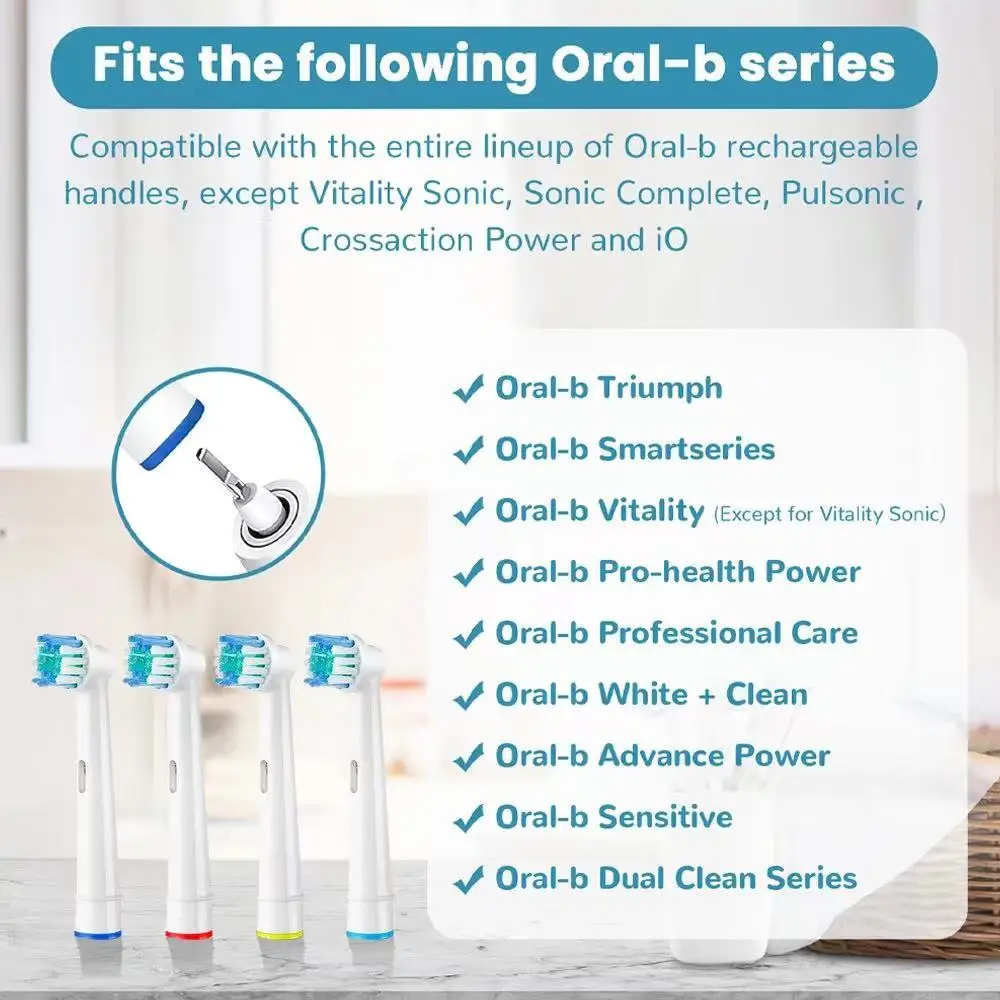 Replacement Toothbrush Heads Compatible with Oral B Braun Electric Toothbrushes Brush Head Refills 1000 1500 3000 7000 7500 8000
