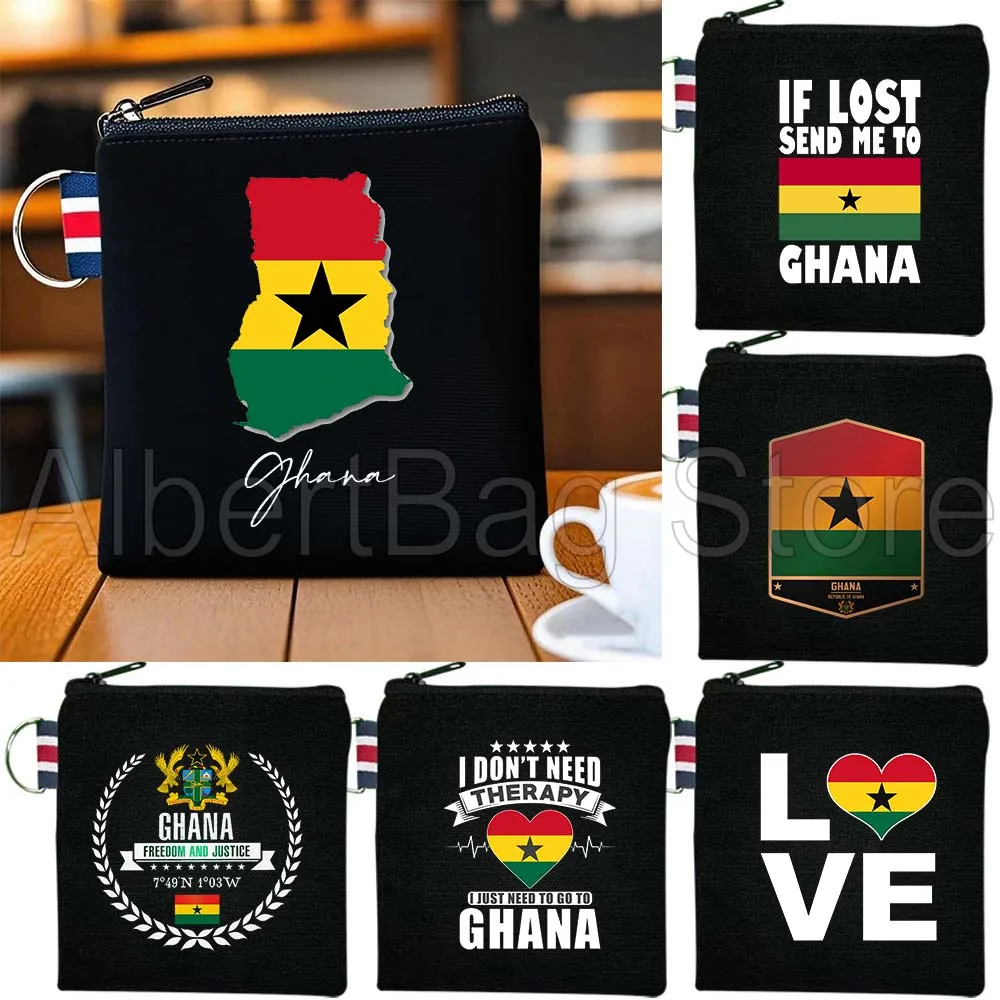 

Ghana Country Map Flag Heart Ghanaian Girl Gifts Canvas Bags Key Coin Purse Square Cotton Bag Storage Card Wallets Holders Pouch