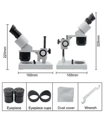 20X 40X Industrial Stereo Binocular Stereo Microscope with WF10X Eyepiece Fluorescent Ring Light Smartphone Clock Repairing