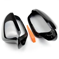 Bright black full replacement with clips car door side mirrors caps rearview mirror cover for Audi A6 C7 S6 4G 2012-2018