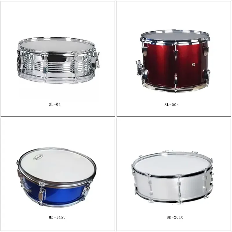 Professional 14 Inch Stainless Steel Snare Drum High Tension Chrome Hardware Musical Percussion Instrument for Stage 2