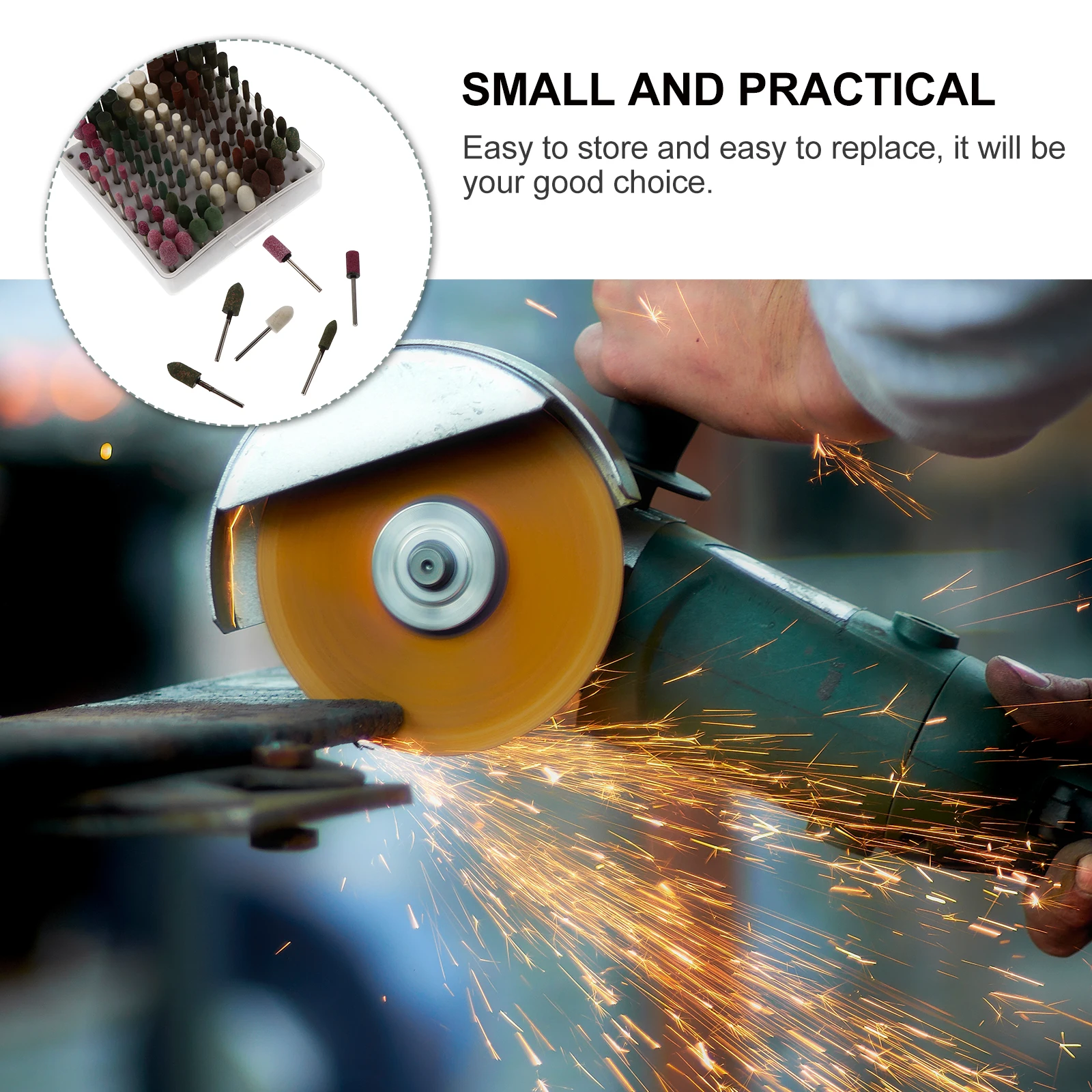 

100pcs Grinding Wheel Head Polishing Tool Small Heads Rubber Metal Rust Removal Efficient Practical Storage Replacement