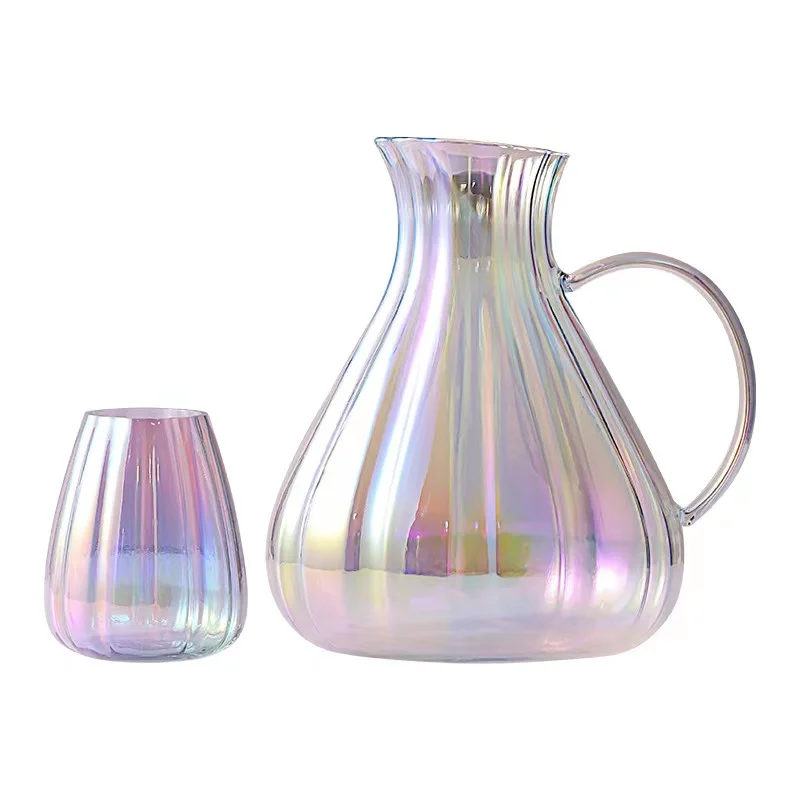 

Creative colorful petal cold water kettle high temperature resistant glass cold water kettle cup set household living room large