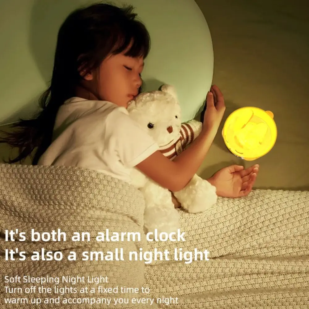Cute Bunny Night Light Timer Touch Sensor Color-Changing Rabbit Lamp Silicone Warm Light Digital Alarm Clock Nursery
