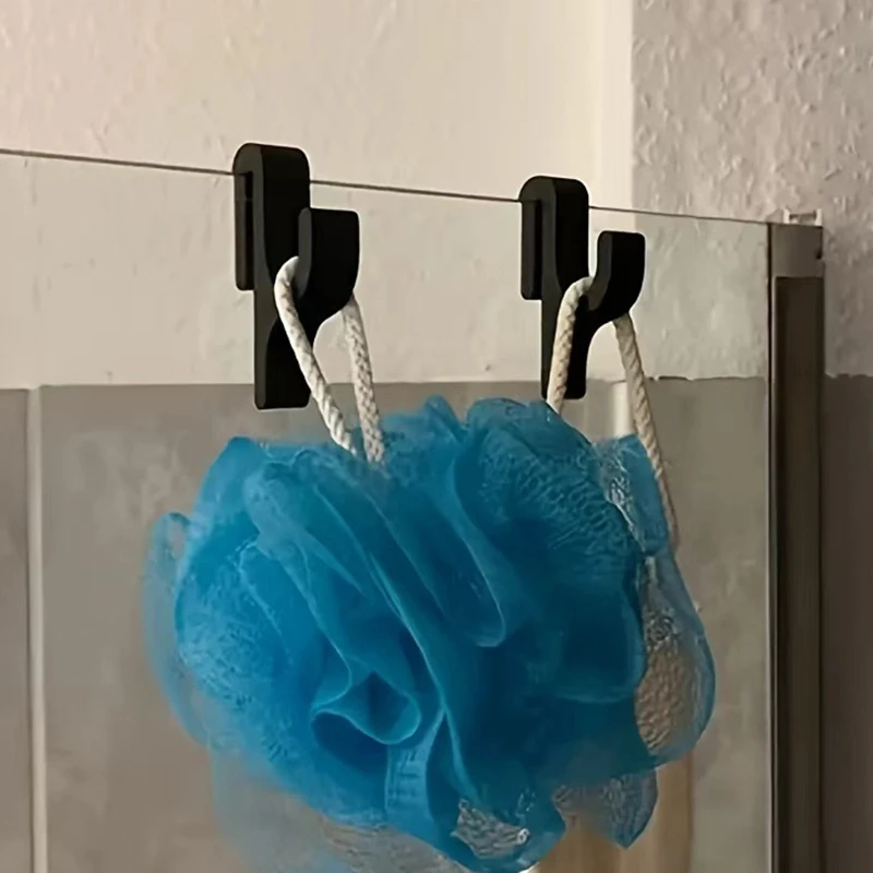 2 ganchos para toallas de puerta de ducha, colgador de baño para batas y bolas de baño, soporte para toallas de puerta de ducha, ganchos para batas
