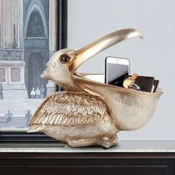 Big Mouth Pelecanus Bird Home Organizer Resin Art Craft for Keys Smart Phone Notebook Scissors Remote Control Case Holders 2024