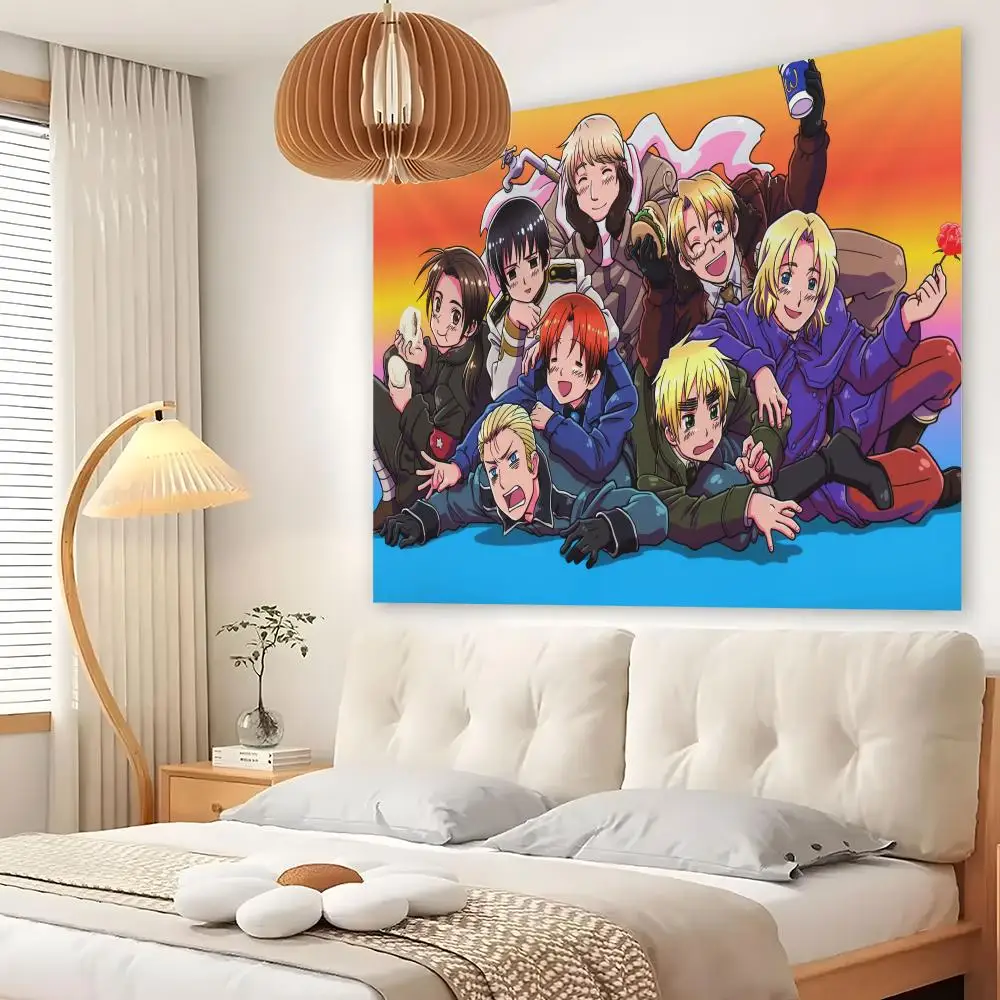 H-Hetalia A-Axis Powers H-Hetalia Tapestry Custom Living Bedroom Party Dormitory Interior Wall Bohemian Decoration Attached Clip