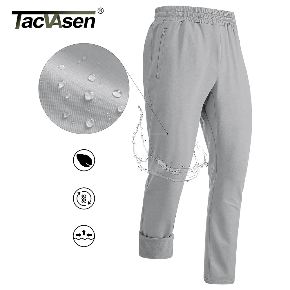 TACVASEN Men's Fleece Lined Track Pants Fall Winter Thermal Warm Jogger Pants Waterproof Workout Casual Drawstring Sweatpants