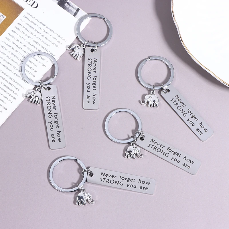 1/5 Stück Inspirierender Elefanten-Schlüsselanhänger aus Edelstahl mit positiver Energie für Männer, Auto, Rucksack, Anhänger, Dekoration – Detail 5