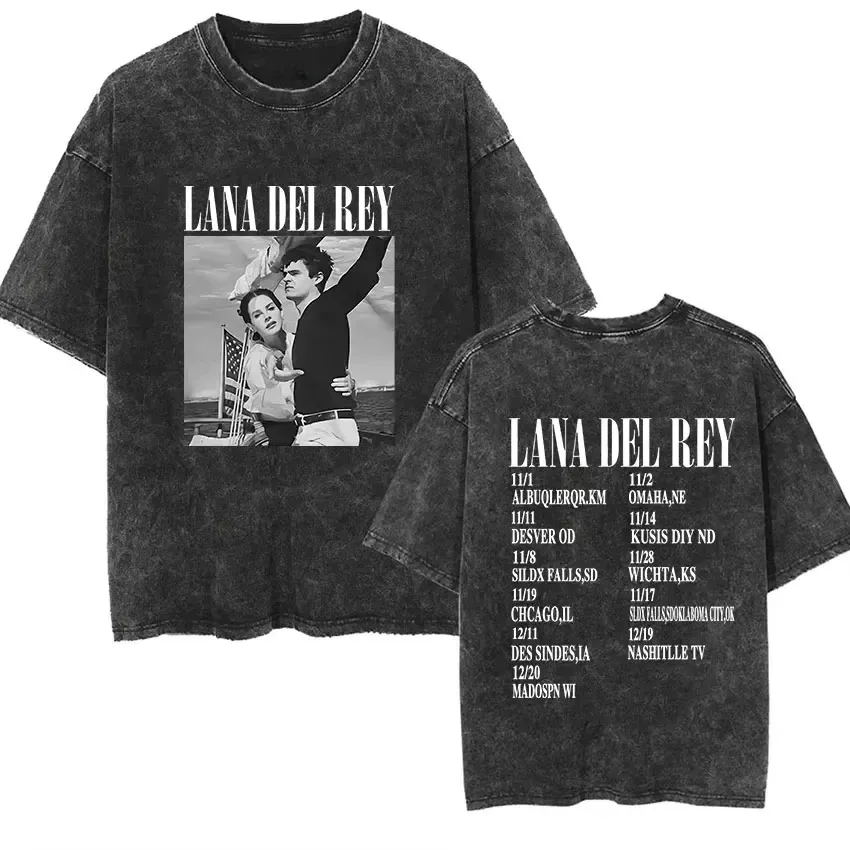 Lana Del Rey Ldr Vintage lavage graphique imprimé T-Shirt Style rétro à manches courtes T-Shirt hommes femmes Hip Hop surdimensionné t-shirts Streetwear