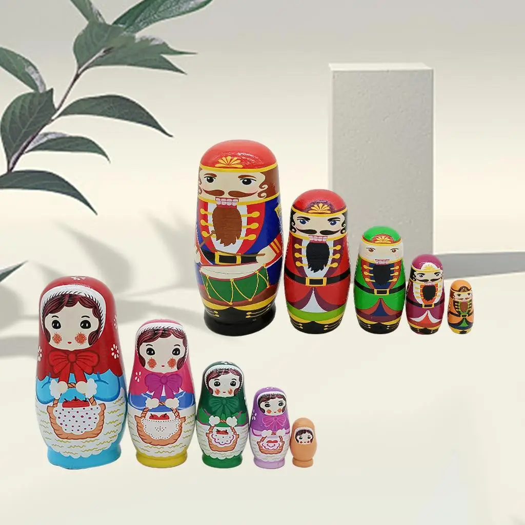 

Wooden Matryoshka Russian Nesting Dolls Hand Painted Stacking Toys Gift