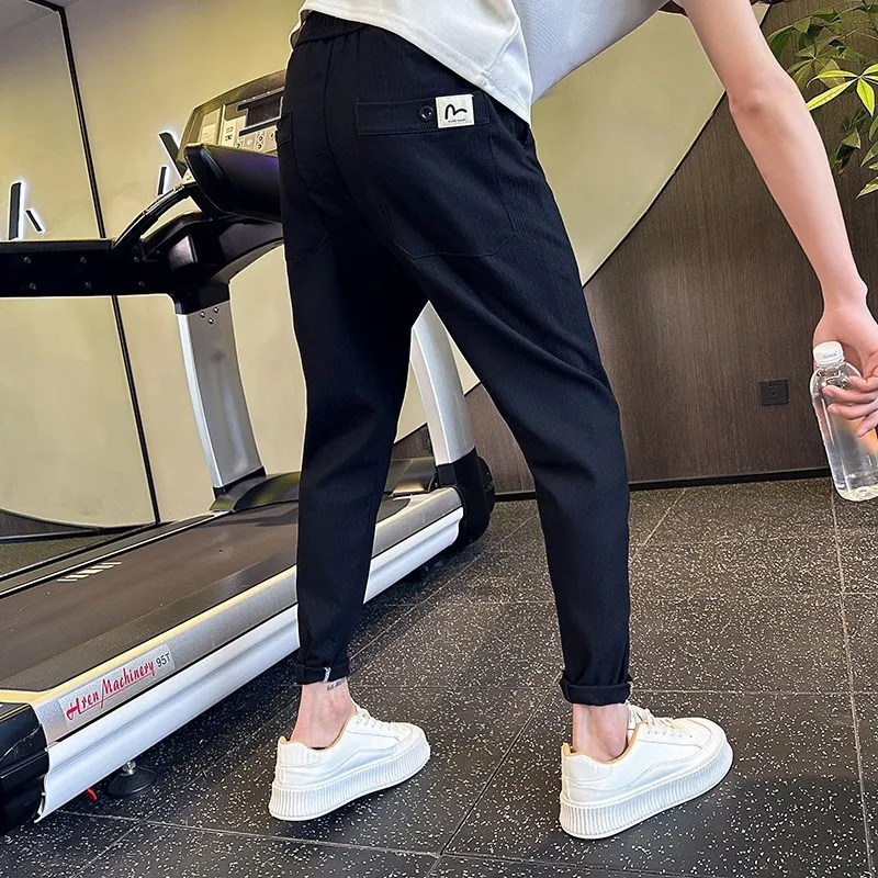 

Summer Men's Slim Fit Casual Pants Small Size ort Stature Trendy Nine Points Slimming Jeans Breathable Comfortable Casual Wear